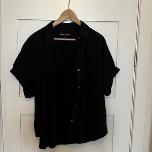Denim Forum Black Casual Button Down Shirt